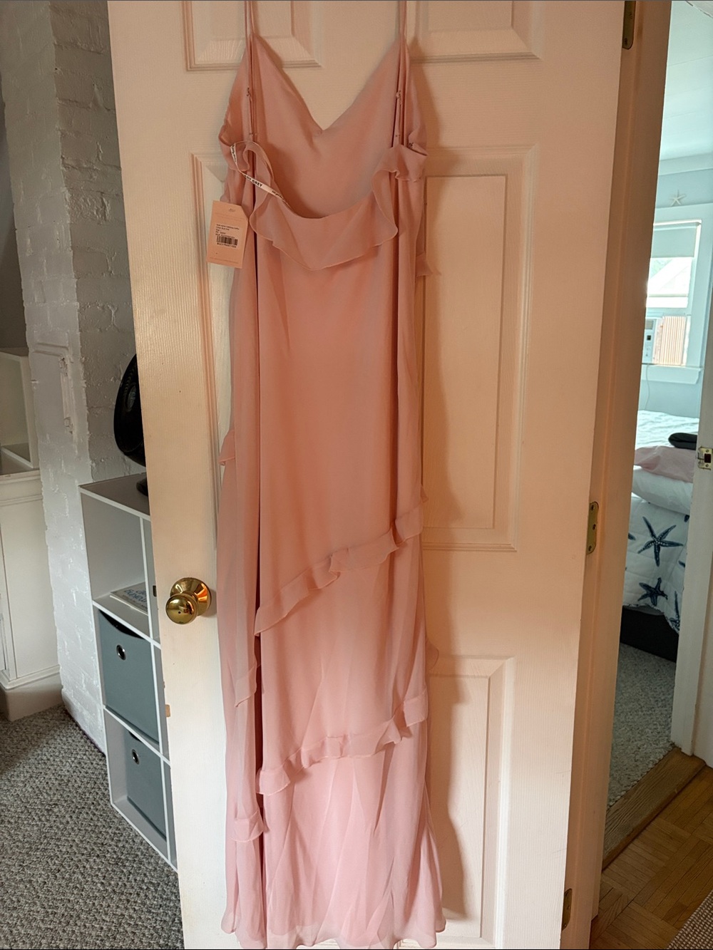 Pink Ruffle Cascade Slip Dress - Picture 2 of 4